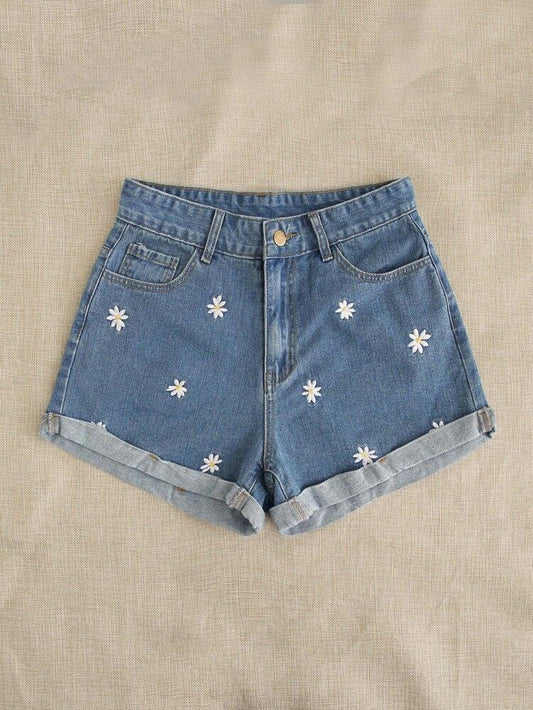 Hand-Stitched Denim Shorts